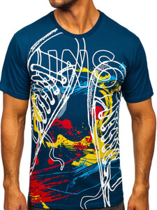 Men's Cotton Printed T-shirt Navy Blue Bolf 143000