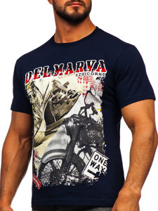 Men's Cotton Printed T-shirt Navy Blue Bolf 143008