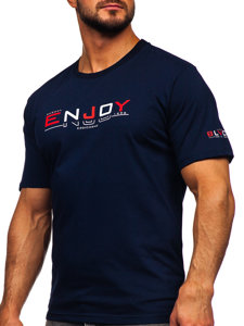 Men's Cotton Printed T-shirt Navy Blue Bolf 14739