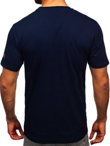 Men's Cotton Printed T-shirt Navy Blue Bolf 14739