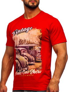 Men's Cotton Printed T-shirt Red Bolf 143001