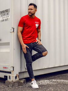 Men's Cotton Printed T-shirt Red Bolf 5064A