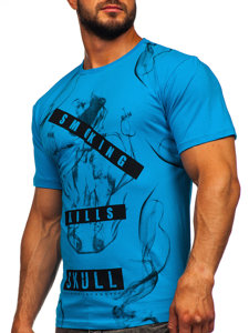 Men's Cotton Printed T-shirt Turquoise Bolf 14701