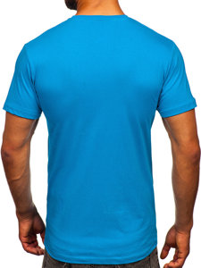 Men's Cotton Printed T-shirt Turquoise Bolf 14701