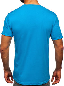 Men's Cotton Printed T-shirt Turquoise Bolf 14720