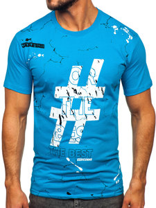 Men's Cotton Printed T-shirt Turquoise Bolf 14728