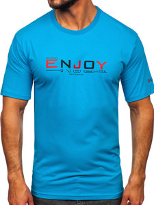 Men's Cotton Printed T-shirt Turquoise Bolf 14739