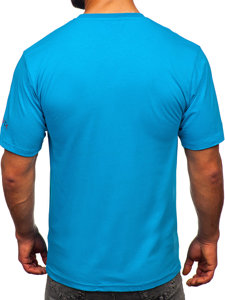 Men's Cotton Printed T-shirt Turquoise Bolf 14739