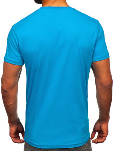 Men's Cotton Printed T-shirt Turquoise Bolf 14794