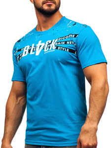 Men's Cotton T-shirt Turquoise Bolf 14722