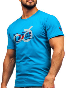 Men's Cotton T-shirt Turquoise Bolf 14736