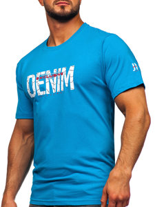 Men's Cotton T-shirt Turquoise Bolf 14746