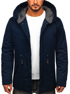 Men's Cotton Winter Parka Jacket Navy Blue Bolf 1793