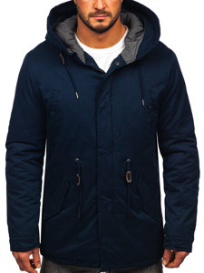 Men's Cotton Winter Parka Jacket Navy Blue Bolf 1793