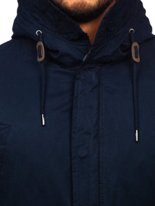 Men's Cotton Winter Parka Jacket Navy Blue Bolf 1793