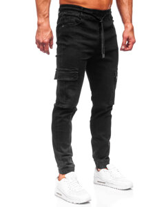 Men's Denim Cargo Joggers Black Bolf 8127