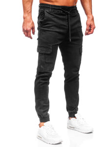 Men's Denim Cargo Joggers Black Bolf 8128