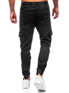 Men's Denim Cargo Joggers Black Bolf 8129