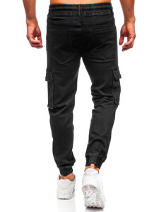 Men's Denim Cargo Joggers Black Bolf 8165