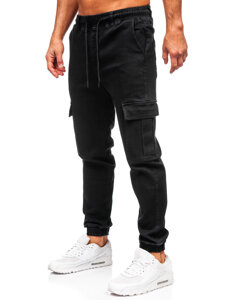 Men's Denim Cargo Joggers Black Bolf 8170