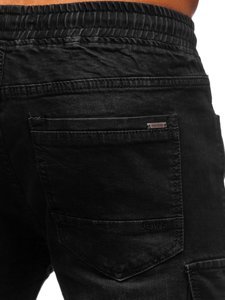 Men's Denim Cargo Joggers Black Bolf 8871