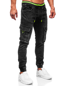 Men's Denim Cargo Joggers Black Bolf KA9581