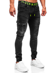 Men's Denim Cargo Joggers Black Bolf KA9582