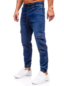 Men's Denim Cargo Joggers Navy Blue Bolf 8101