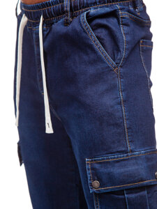 Men's Denim Cargo Joggers Navy Blue Bolf 8113