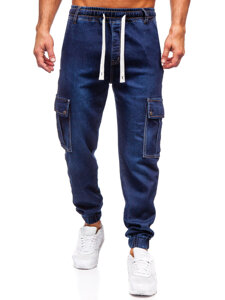 Men's Denim Cargo Joggers Navy Blue Bolf 8113