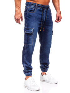 Men's Denim Cargo Joggers Navy Blue Bolf 8115