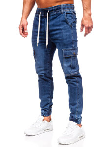 Men's Denim Cargo Joggers Navy Blue Bolf 8117