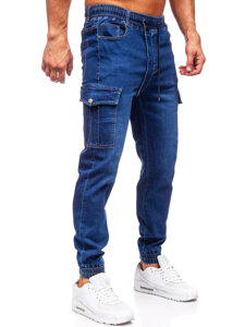 Men's Denim Cargo Joggers Navy Blue Bolf 8123