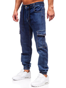 Men's Denim Cargo Joggers Navy Blue Bolf 8133