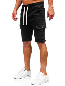 Men's Denim Cargo Shorts Black Bolf 8256