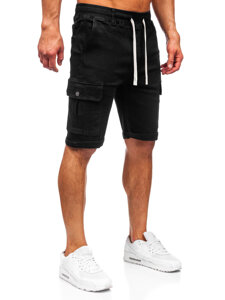 Men's Denim Cargo Shorts Black Bolf 8256