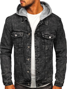 Men's Denim Hooded Jacket Black Bolf HY958