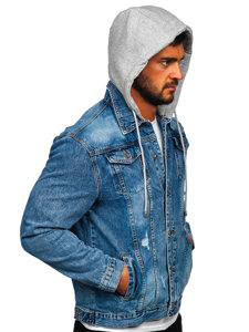 Men's Denim Hooded Jacket Blue Bolf MJ505B