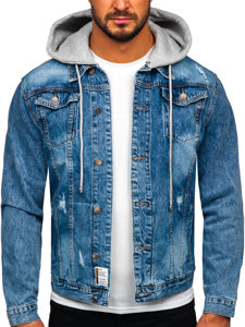 Men's Denim Hooded Jacket Blue Bolf MJ505B