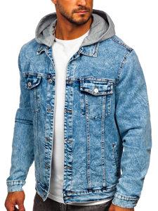 Men's Denim Hooded Jacket Navy Blue Bolf HY958