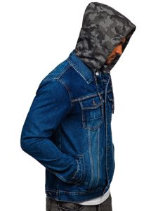 Men's Denim Hooded Jacket Navy Blue Bolf RB9824-1