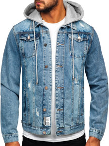 Men's Denim Hooded Jacket Sky Blue Bolf MJ505BC