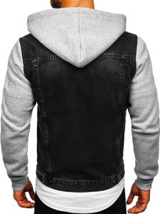 Men's Denim Hoodie Jacket Black Bolf 211902