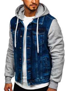 Men's Denim Hoodie Jacket Navy Blue Bolf 211902