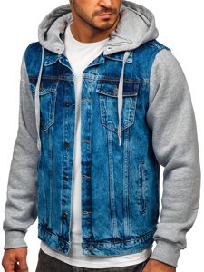 Men's Denim Hoodie Jacket Navy Blue Bolf 211902