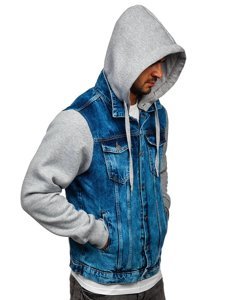 Men's Denim Hoodie Jacket Navy Blue Bolf 211902