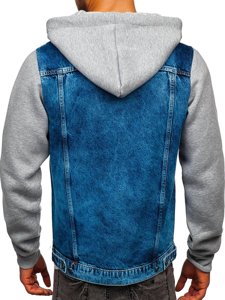 Men's Denim Hoodie Jacket Navy Blue Bolf 211902