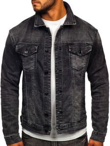 Men's Denim Jacket Black Bolf XSF78268