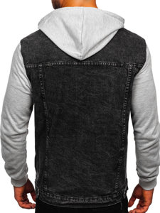 Men's Denim Jacket with hood Black Bolf HY1017