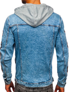 Men's Denim Jacket with hood Navy Blue Bolf HY959